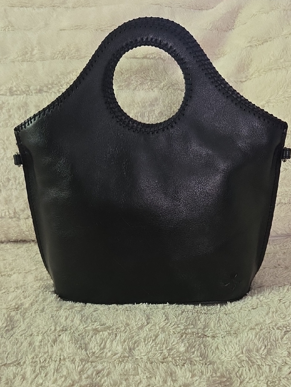 Patricia Nash Black Leather Round-Handle Tote